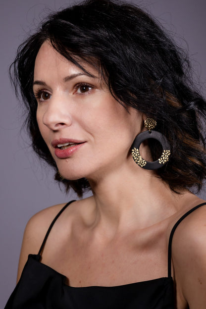 Cercei Geometrici cu foita de aur