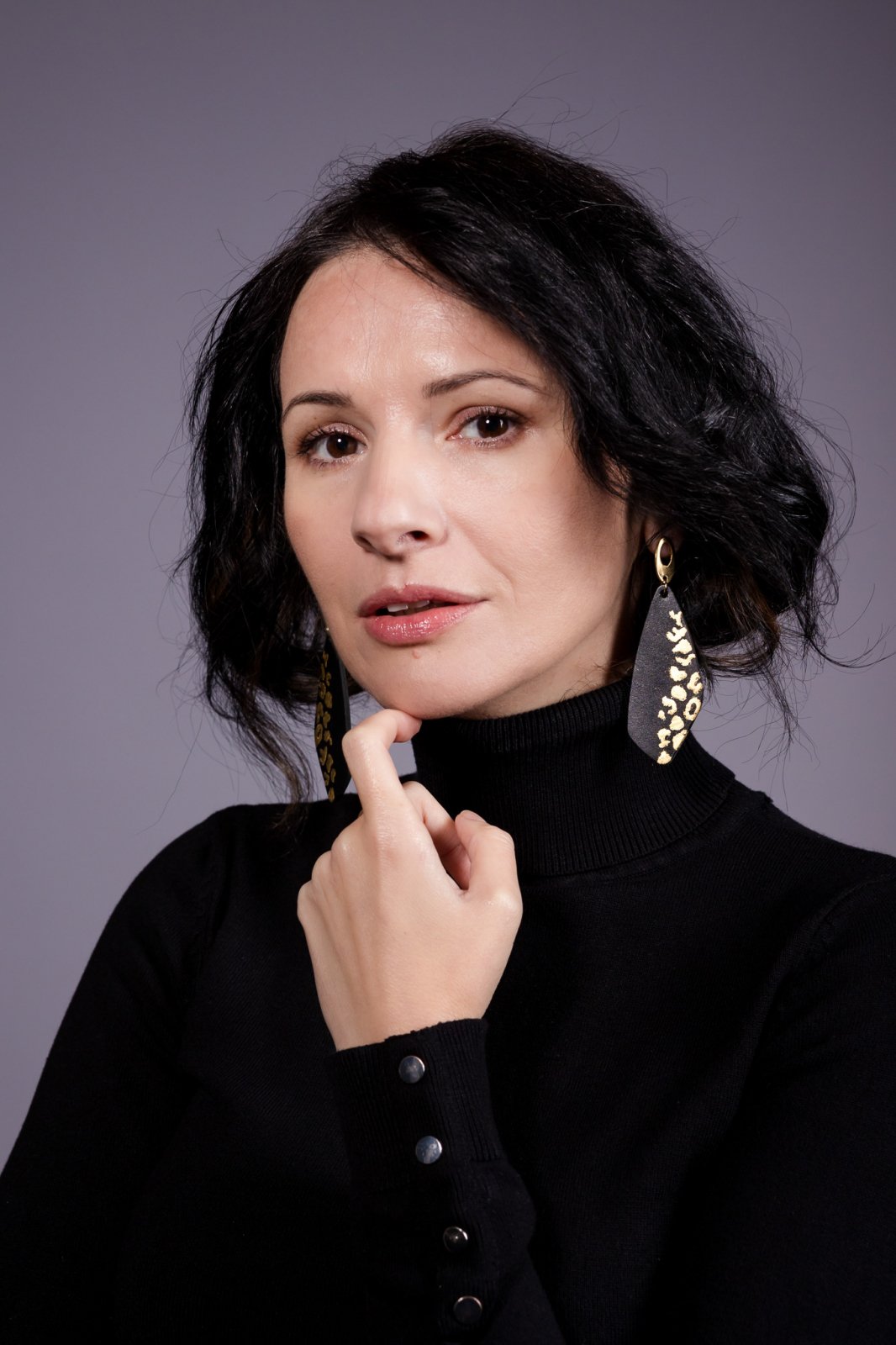 Cercei Geometrici cu foita de aur