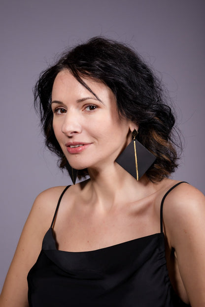 Cercei Geometrici cu foita de aur