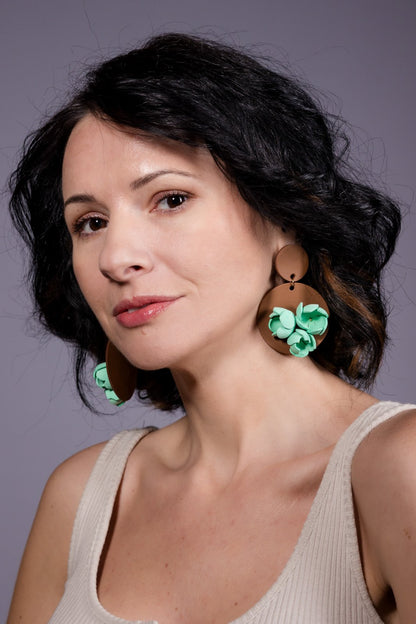 Cercei Geometrici cu model floral