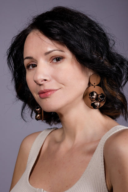 Cercei Geometrici cu model floral