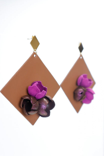 Cercei Geometrici cu model floral