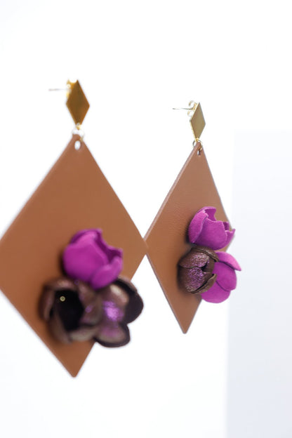 Cercei Geometrici cu model floral