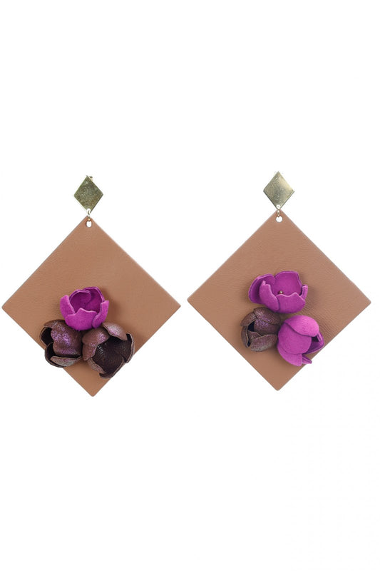 Cercei Geometrici cu model floral
