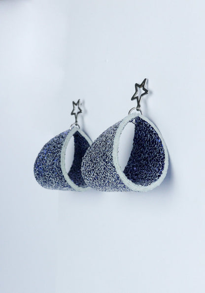 Cercei geometrici - Albastru cu sclipici