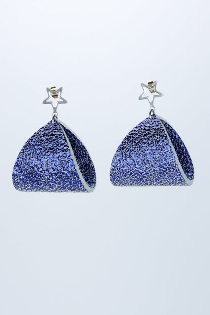 Cercei geometrici - Albastru cu sclipici