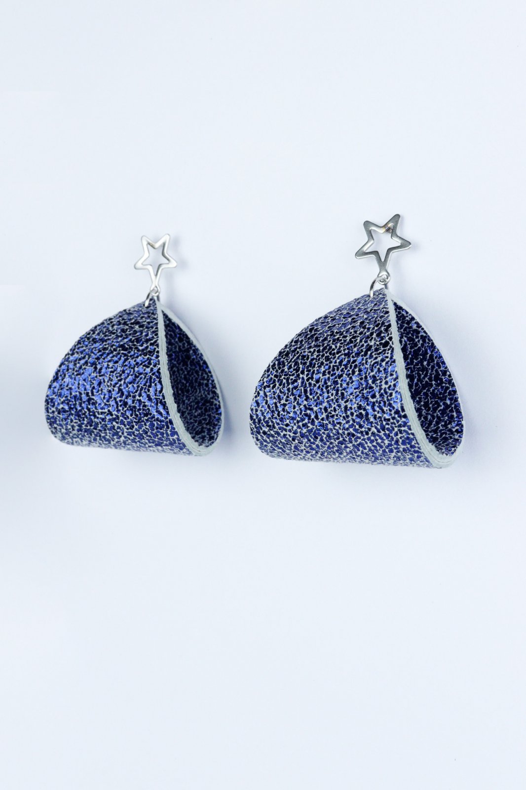 Geometric earrings - Blue with glitter