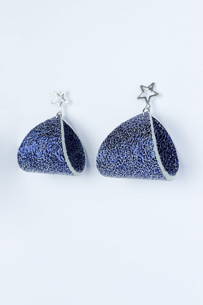 Cercei geometrici - Albastru cu sclipici