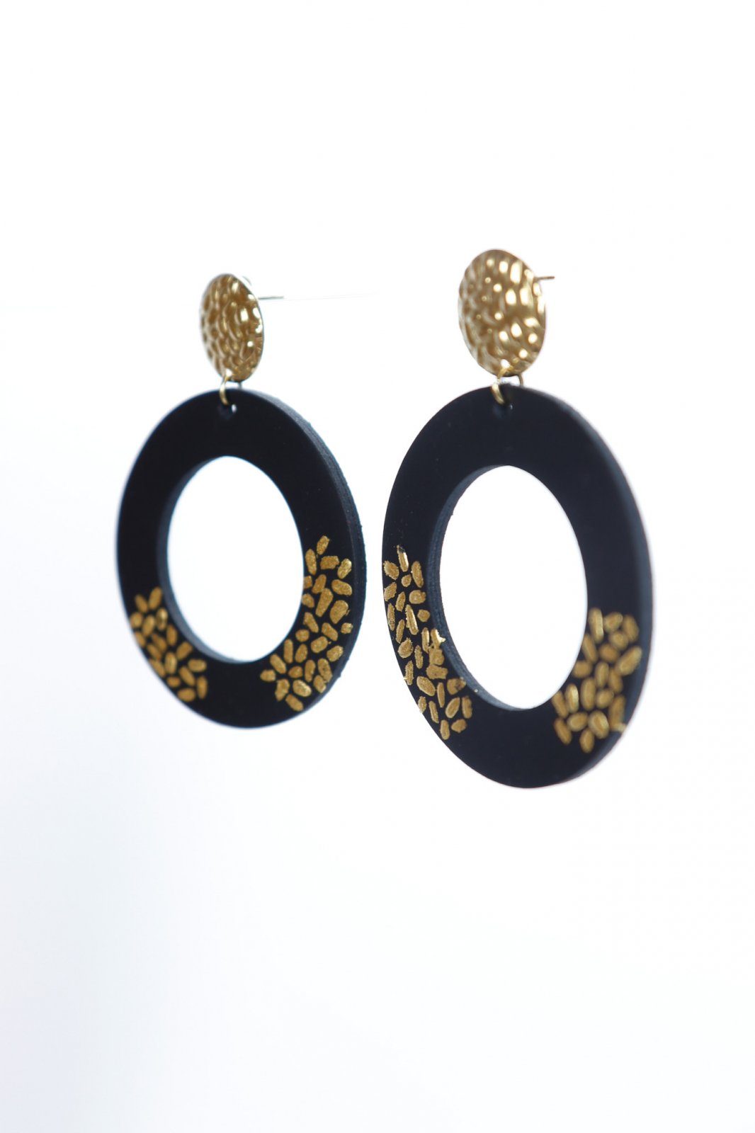 Geometric Earrings with Gold Leaf