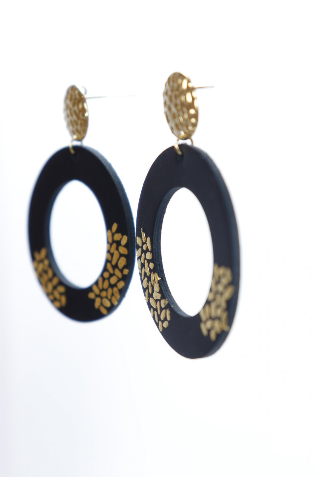 Geometric Earrings with Gold Leaf