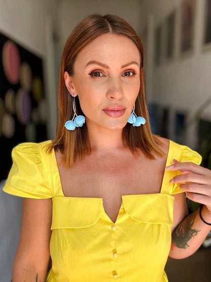 Cercei Imbratisari Florale - Baby blue