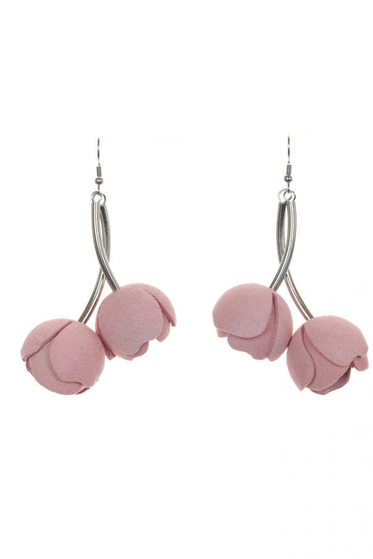 Cercei Imbratisari Florale - Roz pudrat