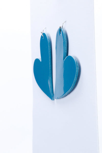 Cercei inima - Albastru lacuit