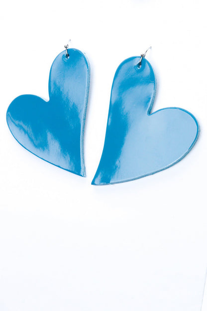 Cercei inima - Albastru lacuit