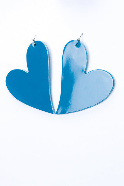 Cercei inima - Albastru lacuit