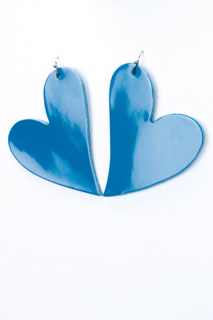 Cercei inima - Albastru lacuit