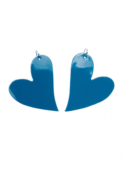 Cercei inima - Albastru lacuit