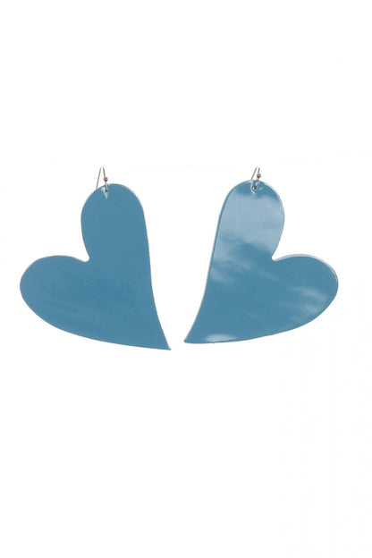 Cercei inima - Albastru cenusiu lacuit