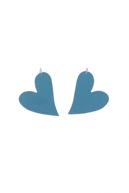 Cercei inima - Albastru cenusiu lacuit