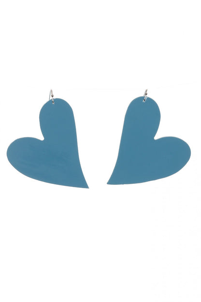 Cercei inima - Albastru cenusiu lacuit