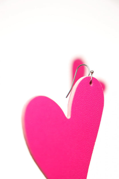 Cercei inima - Fuchsia neon