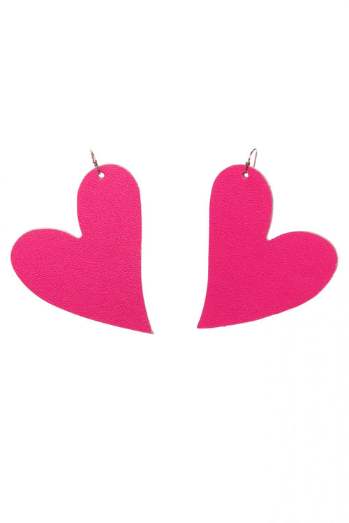 Cercei inima - Fuchsia neon