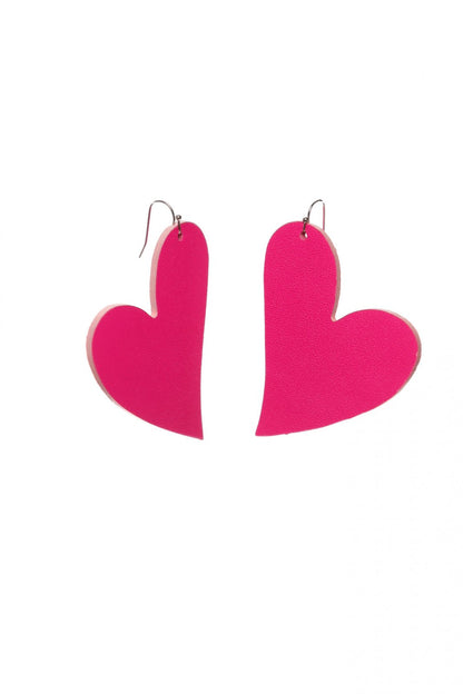 Cercei inima - Fuchsia neon