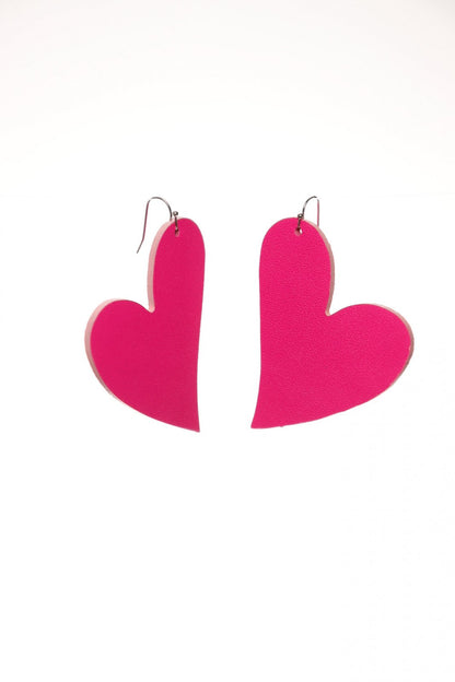 Cercei inima - Fuchsia neon