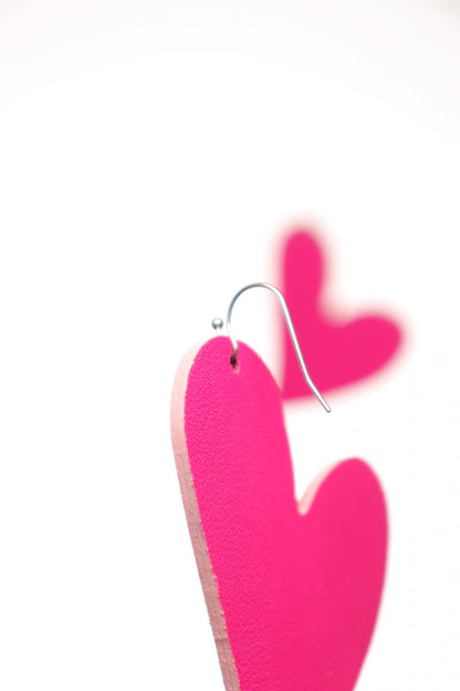 Cercei inima - Fuchsia neon