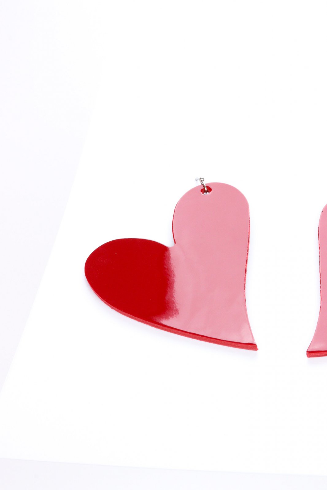 Heart earrings - Red patent leather