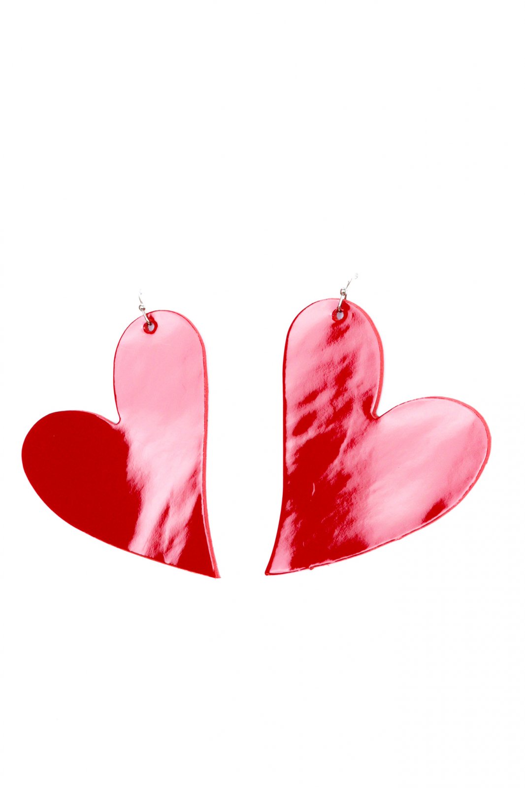 Heart earrings - Red patent leather