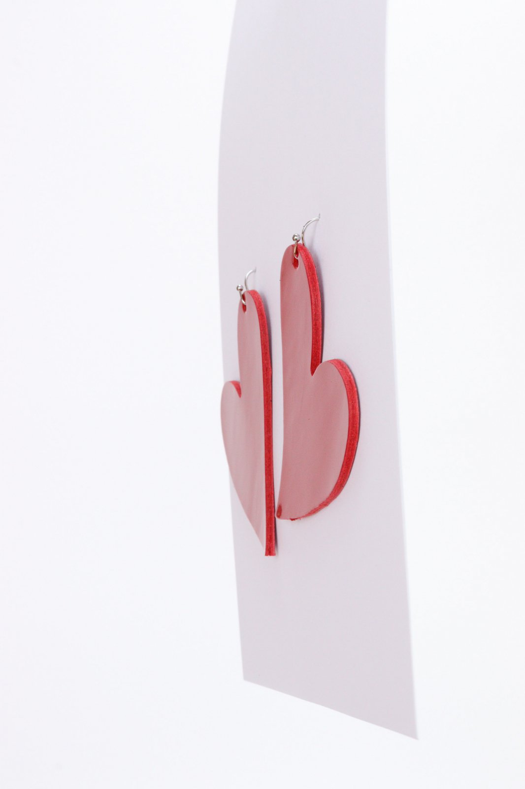 Heart earrings - Red patent leather