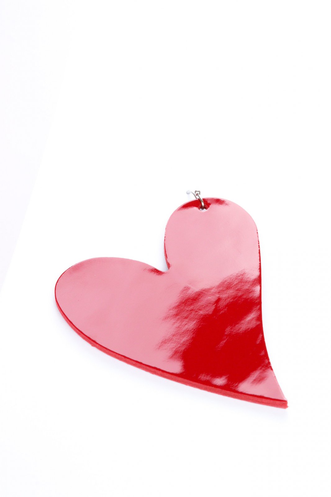 Heart earrings - Red patent leather