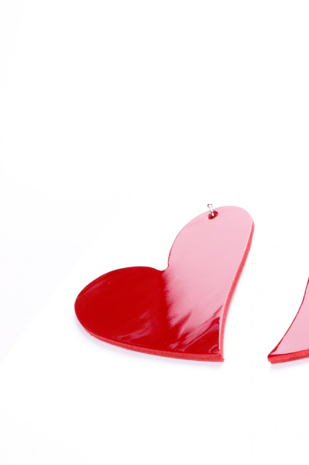 Heart earrings - Red patent leather