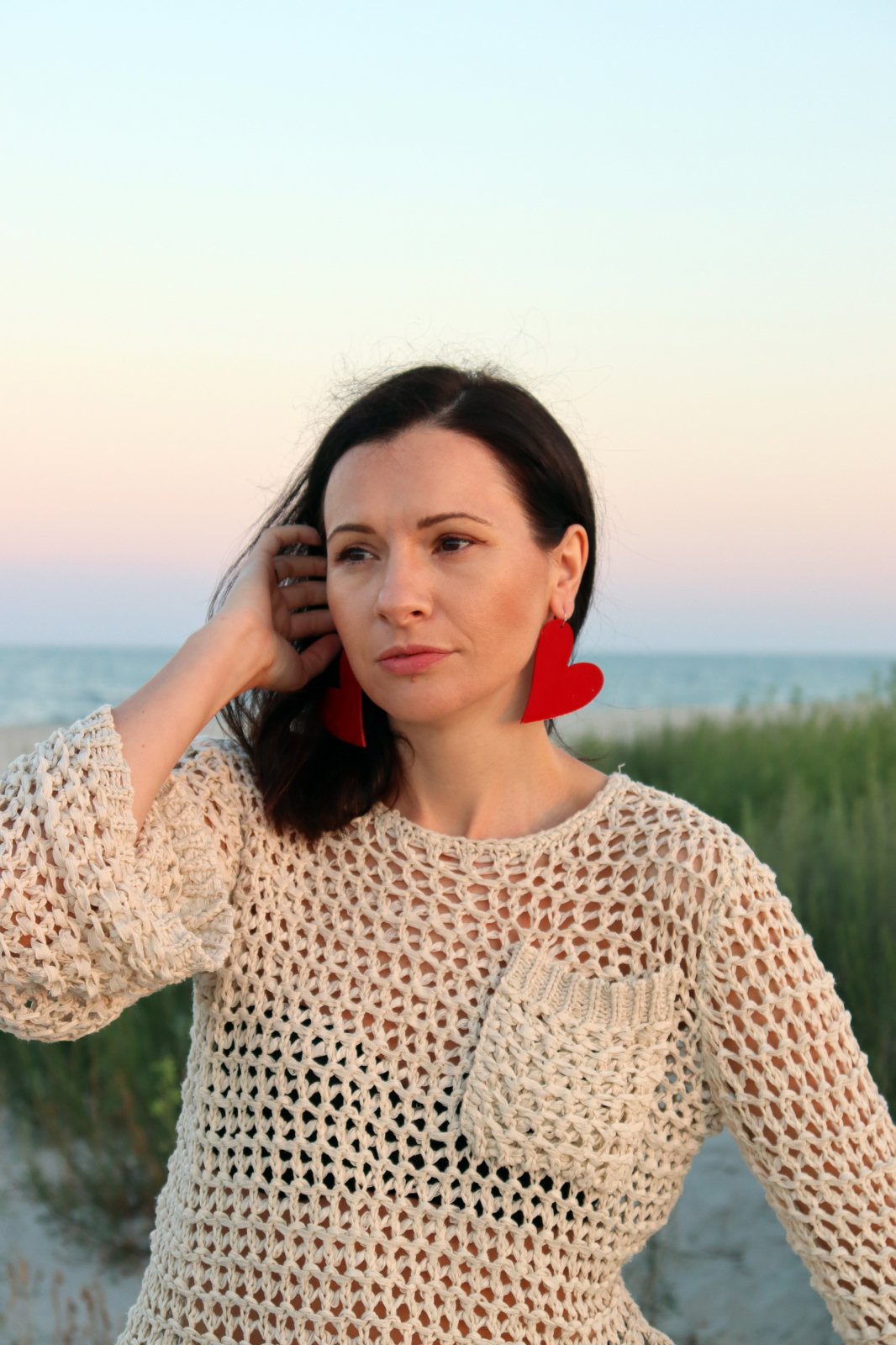 Heart earrings - Red patent leather