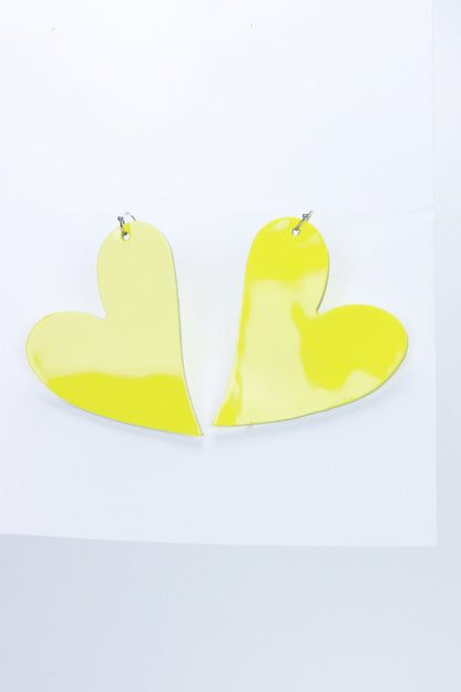 Cercei inima - Galben lacuit