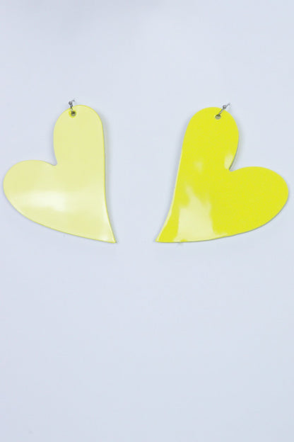 Cercei inima - Galben lacuit