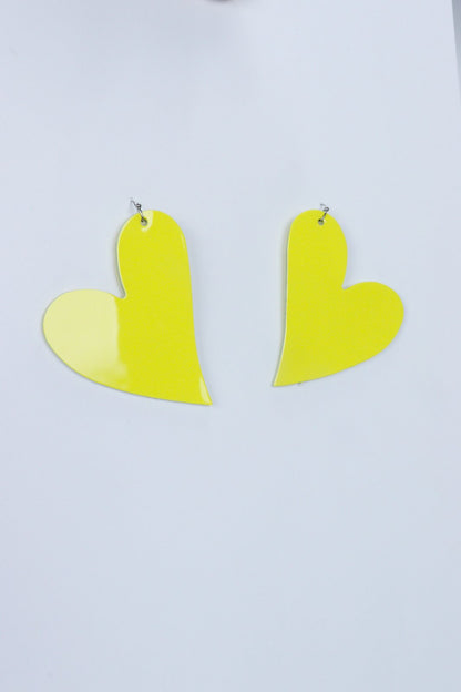 Cercei inima - Galben lacuit