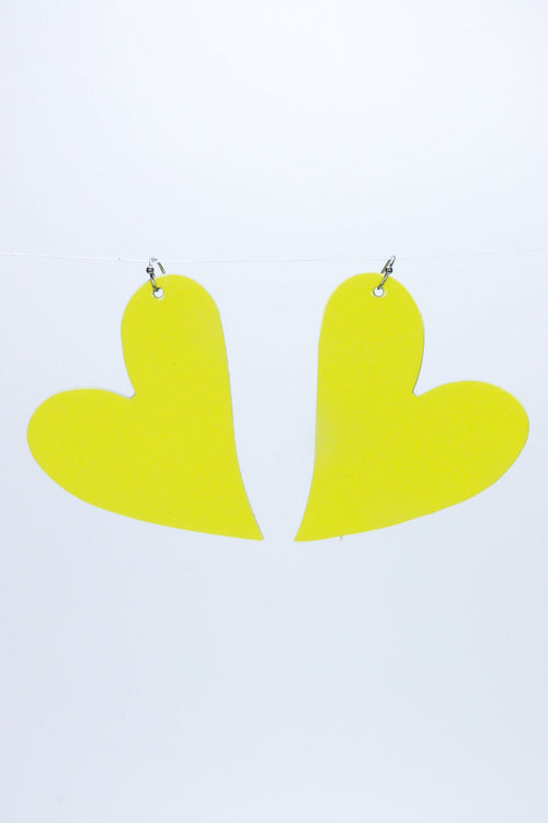Cercei inima - Galben lacuit