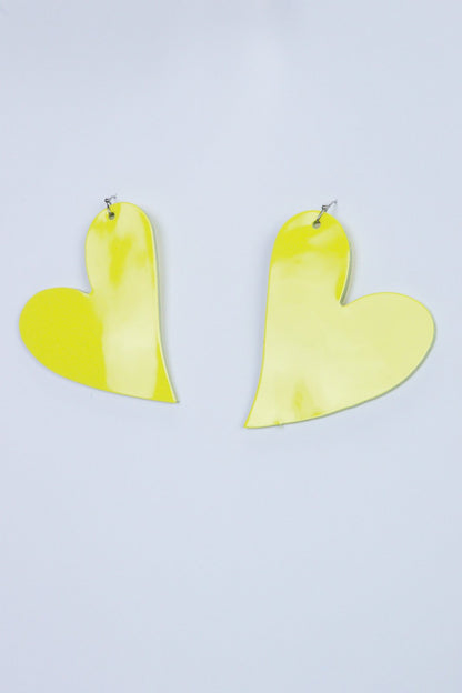 Cercei inima - Galben lacuit