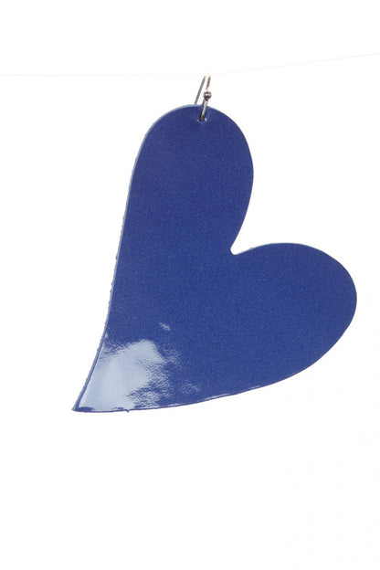 Cercei inima - Albastru lacuit