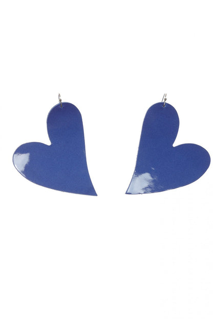 Cercei inima - Albastru lacuit