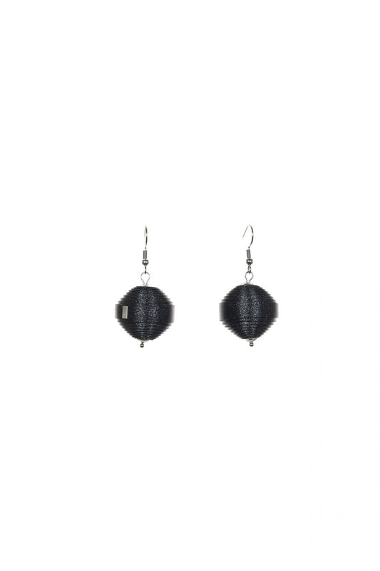 Cercei Leatherbonbon - Negru cu sclipici