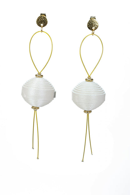 Cercei Leatherbonbon Plutitor - Alb sidefat