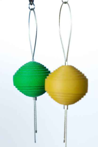 Cercei Leatherbonbon Plutitor - Verde+Galben