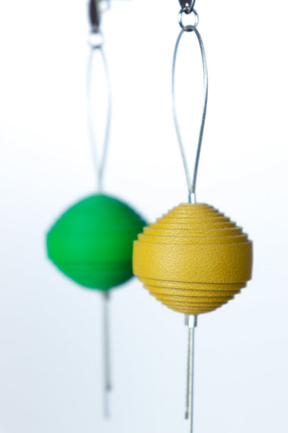 Cercei Leatherbonbon Plutitor - Verde+Galben