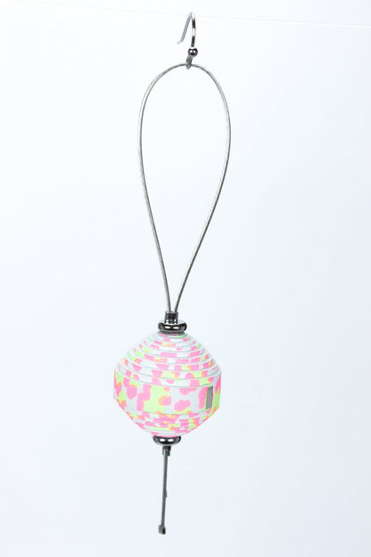 Cercei Leatherbonbon Plutitor - Animal print roz/galben neon