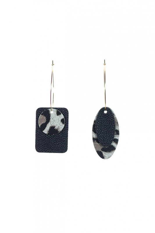 Cercei Mix&Match - Negru + Animal Print