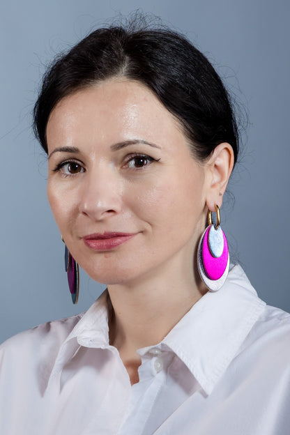 Cercei Mix&Match - Fuchsia + Lila metalic