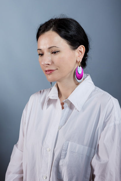 Cercei Mix&Match - Fuchsia + Lila metalic